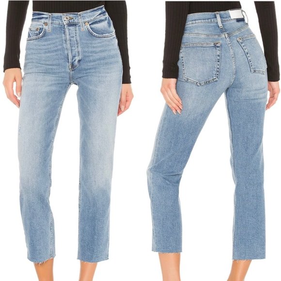 Re/Done Denim - RE/DONE High Rise Stove Stove Pipe Denim Jeans - Size 27 in Light Stone